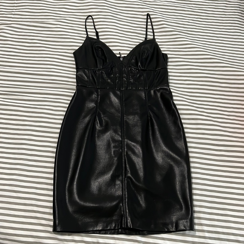 Guess black faux leather mini dress